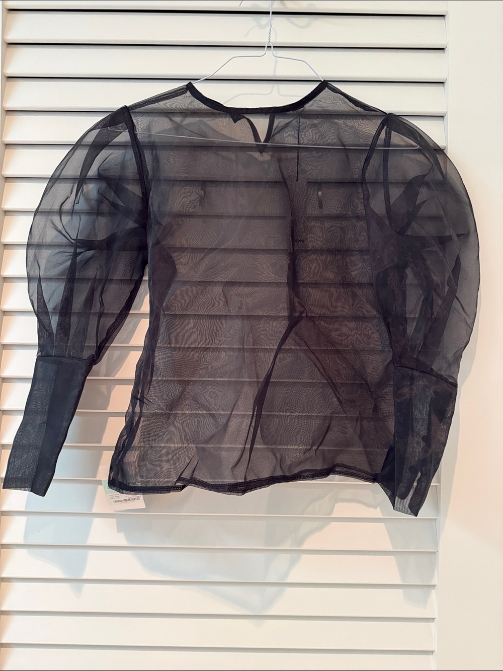 STORETS Black Sheer Organza Puff Sleeve Top Size Small NWT